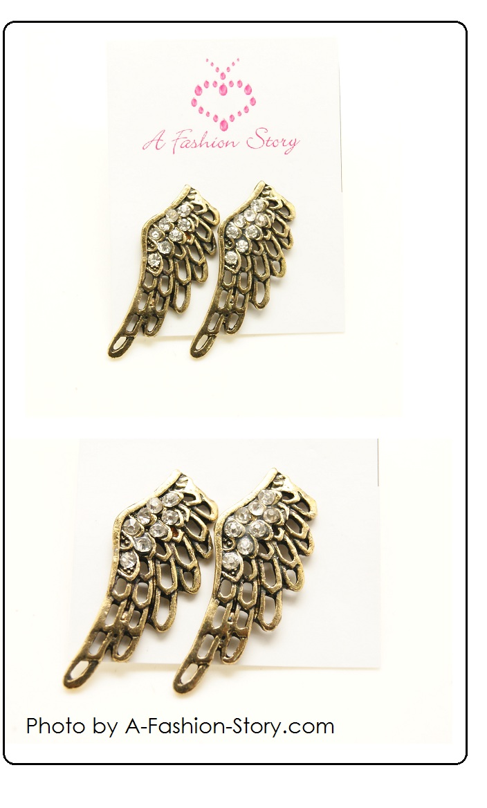 P81289 Vintage bead wings fashion korea earstuds wholesale