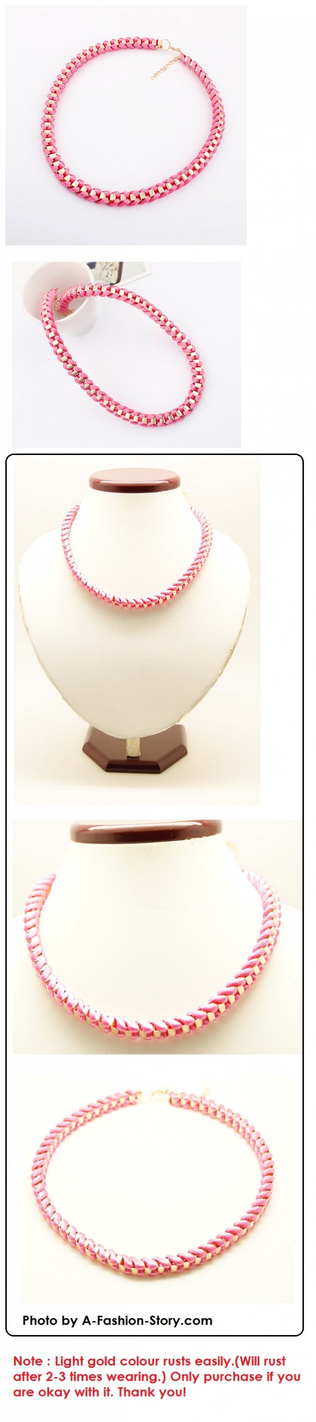 P94798 Pink light gold korean elegance choker necklace malaysia