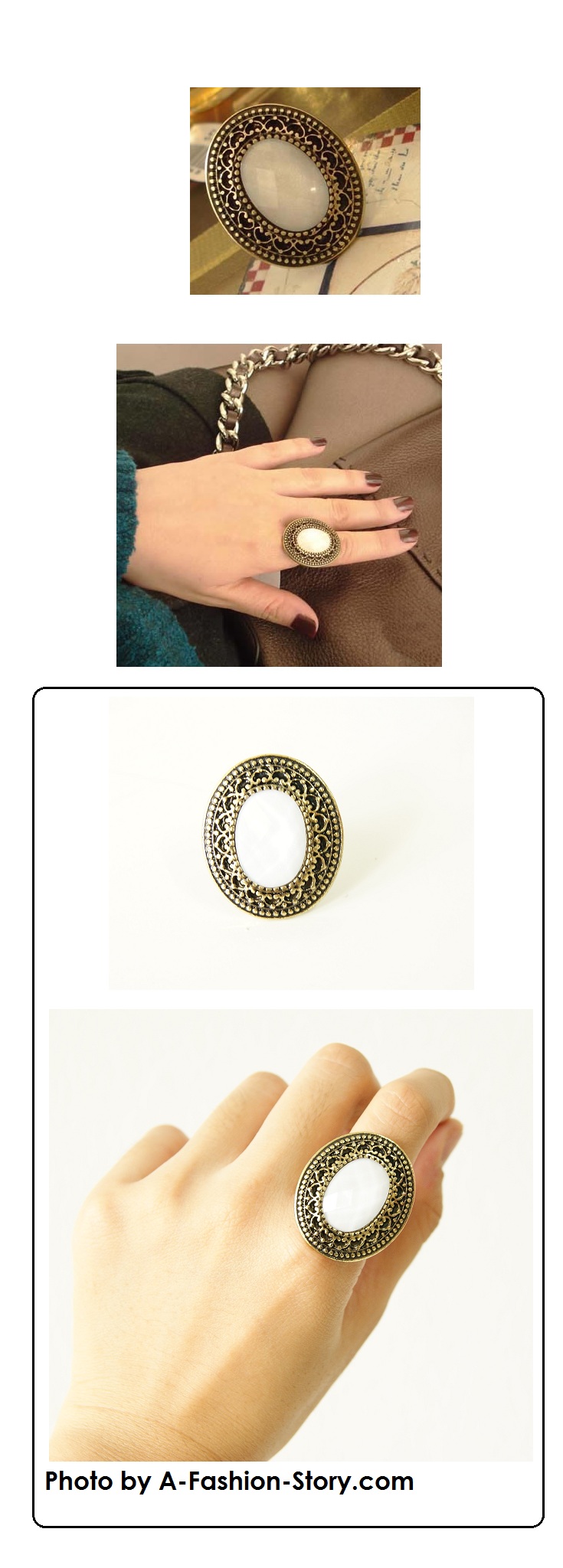 P83117 White bead vintage chunky korea ring wholesale online