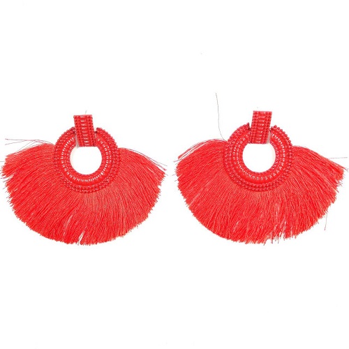 A-SD-XL113251-1 Red Classic Square Circle Statement Earstuds