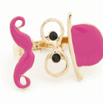 C11041107 Gold pink moustache korean yy chunky ring wholesale