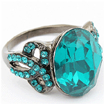 P801031.7cm Green blue crystal shiny korea chunky ring wholesale