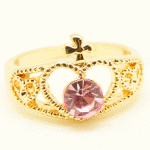 Sj0383b Gold crown pink bead korean ring accessories shop