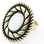 P76886 C10112109 Bronze vintage white bead chunky korea ring